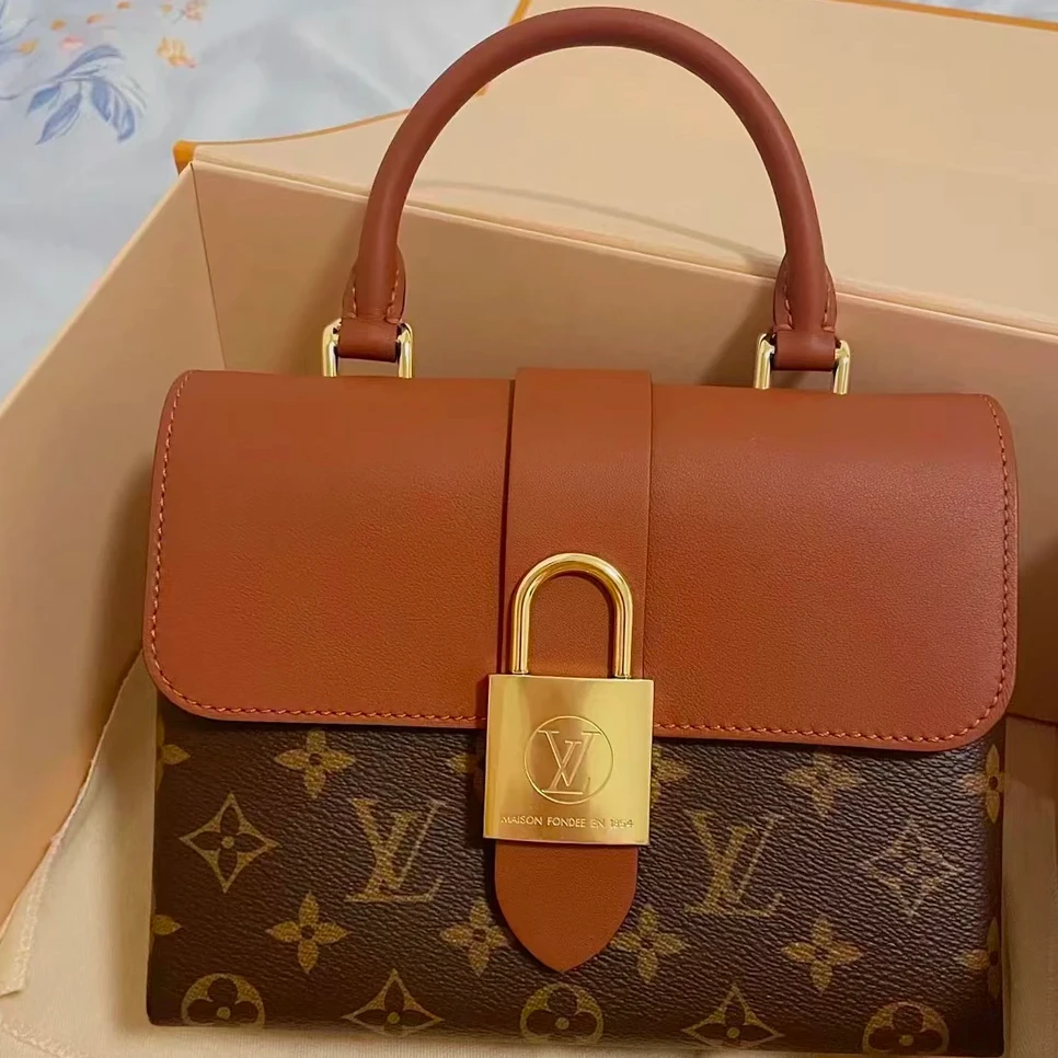 99新 LouisVuitton/路易威登 棕锁头焦糖/单肩斜挎包/楠楠