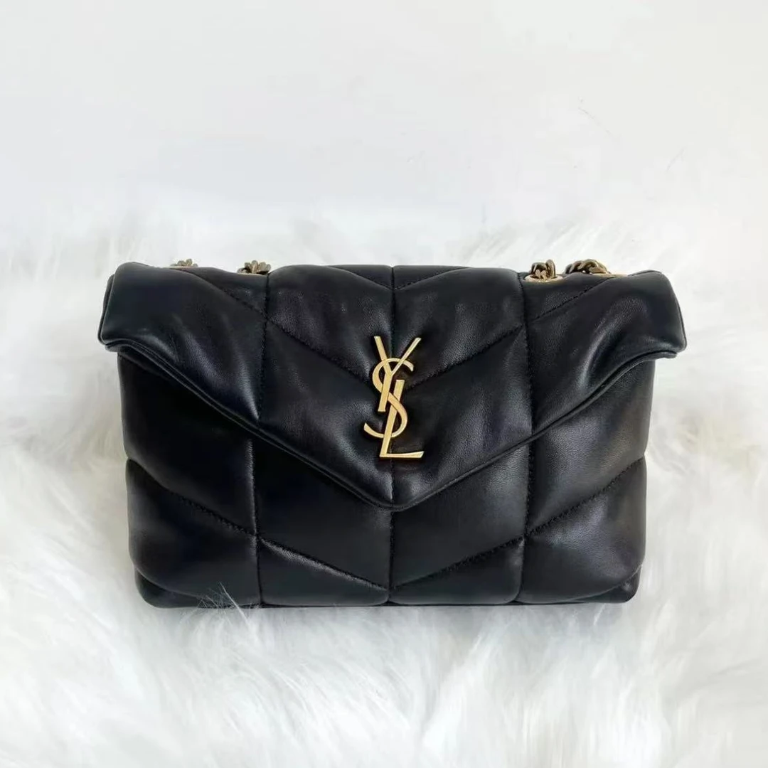 99新 YSL/圣罗兰 黑金云朵中号/楠楠