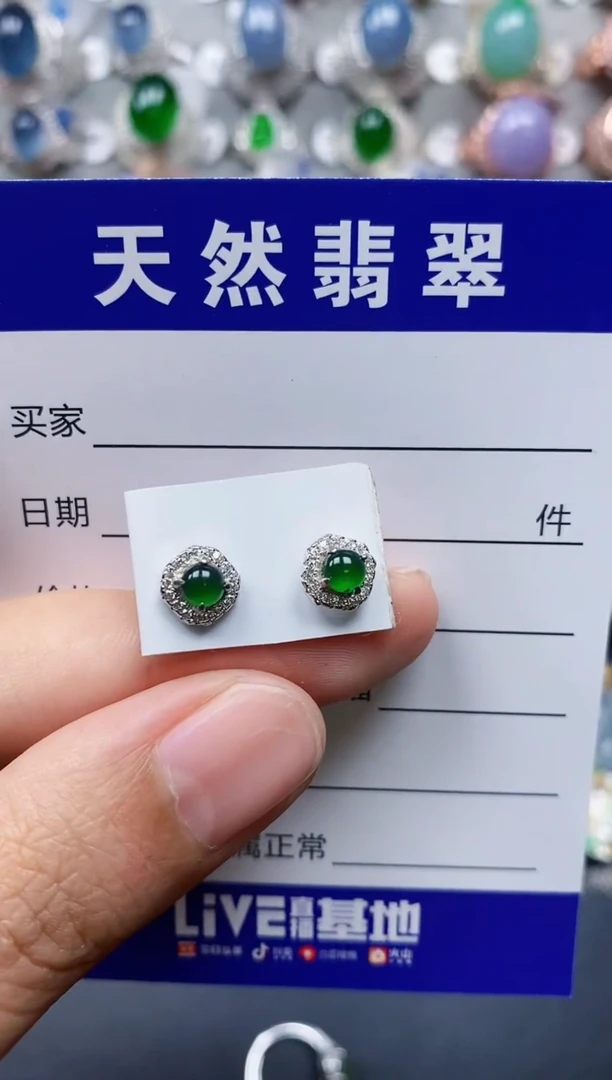【闪购商品】翡翠耳饰银S925镶嵌0247