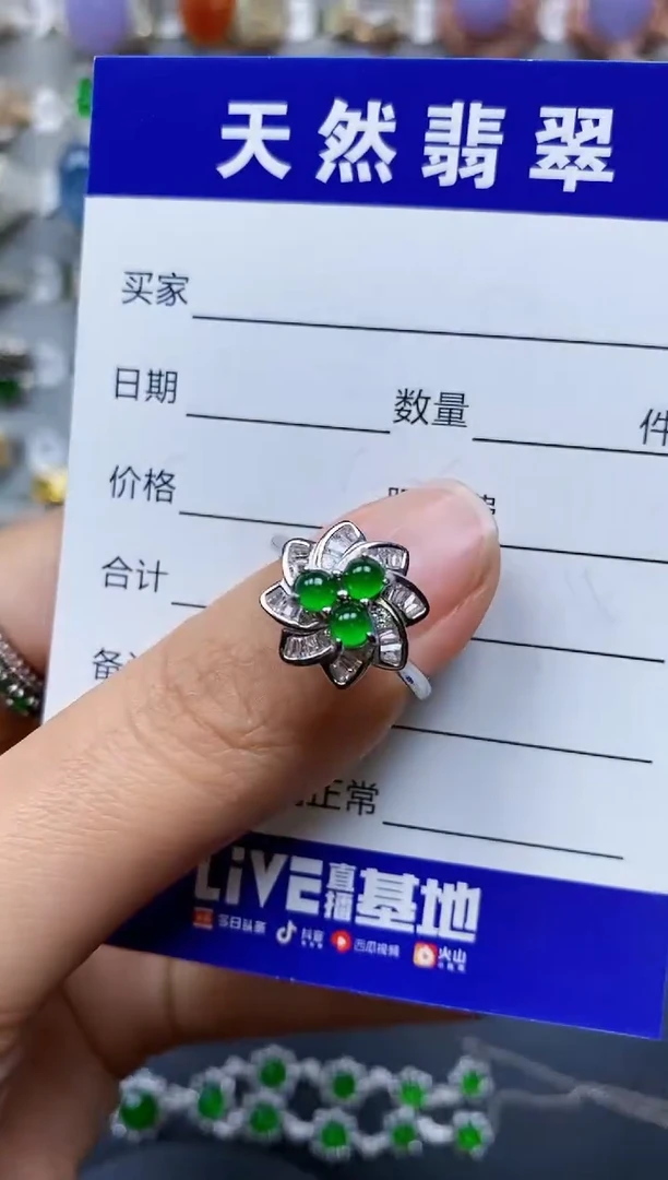 【闪购商品】翡翠戒指银S925镶嵌0541