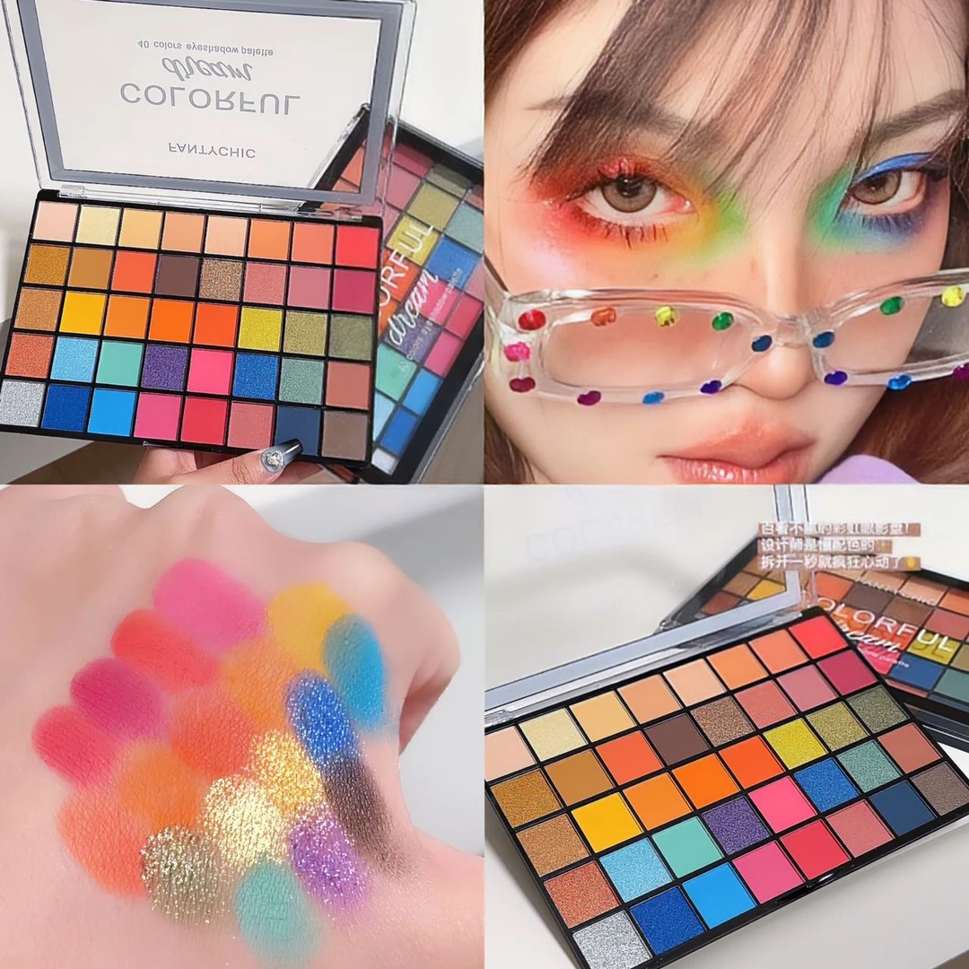 FANTYCHIC彩色大盘40色百搭眼影盘哑光珠光cos演出平价眼影盘