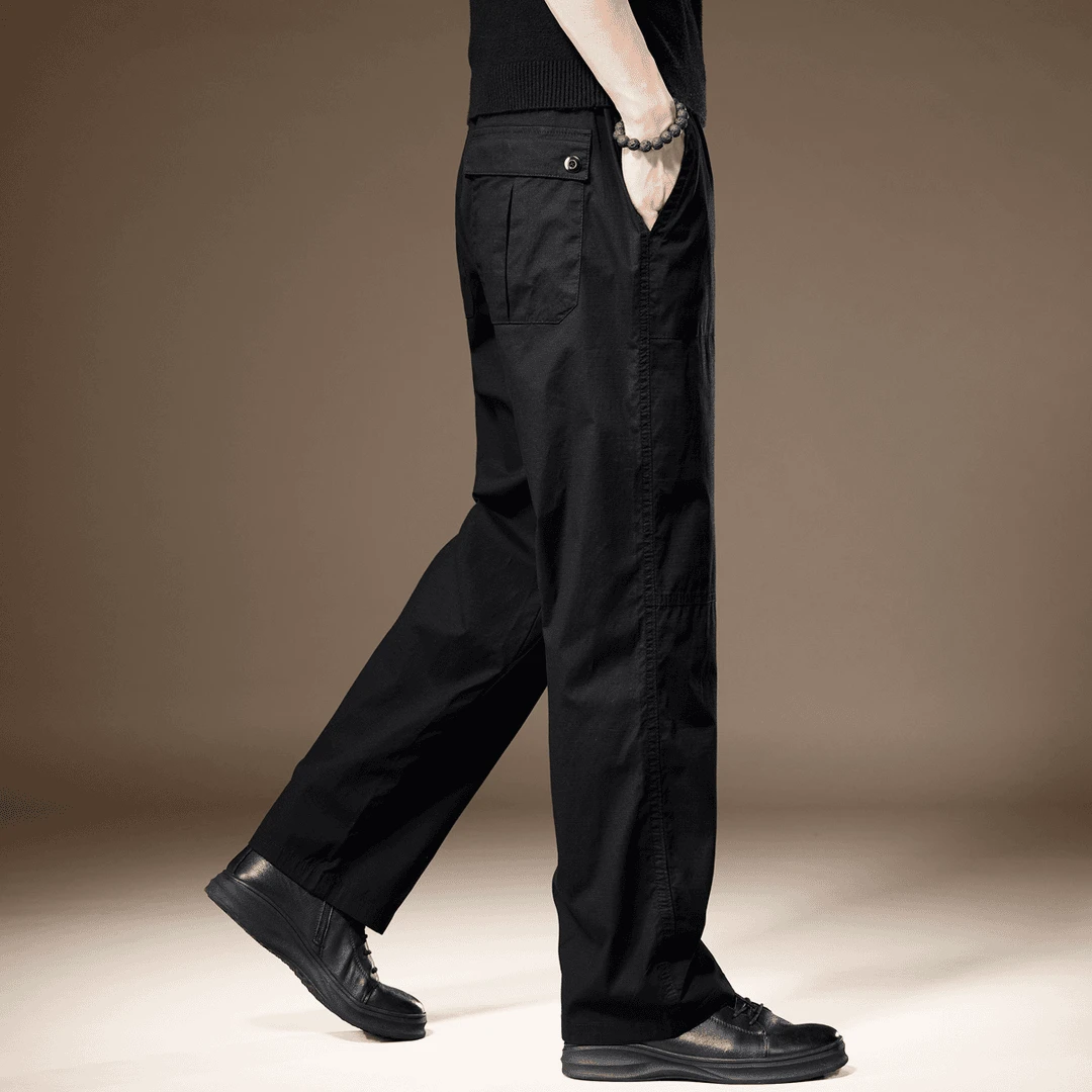 Romon/罗蒙美式高街秋季新款休闲裤男宽松大码vibe工装黑色阔腿裤
