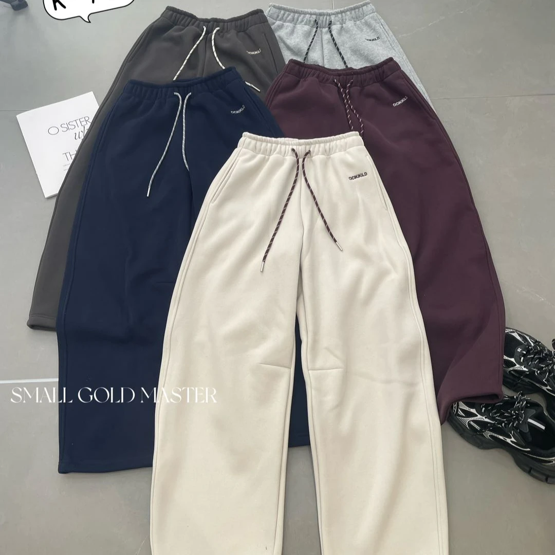 0181 【冬季新款】净版纯色刺绣小字母cici彩绳阔腿裤(792)