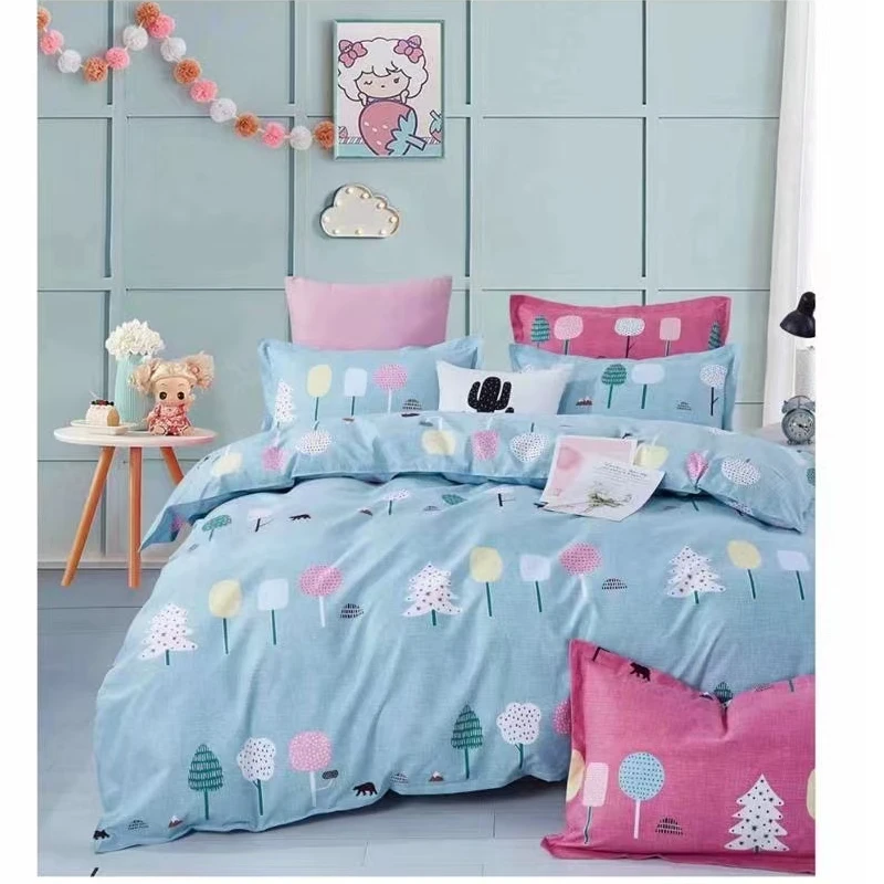 加厚斜纹磨毛亲肤面料单人床单--卡通树