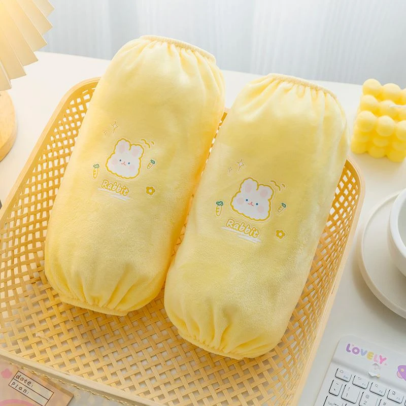 冬天长款毛绒套袖护袖防脏成人工作办公学生写字上班黄色袖套女秋