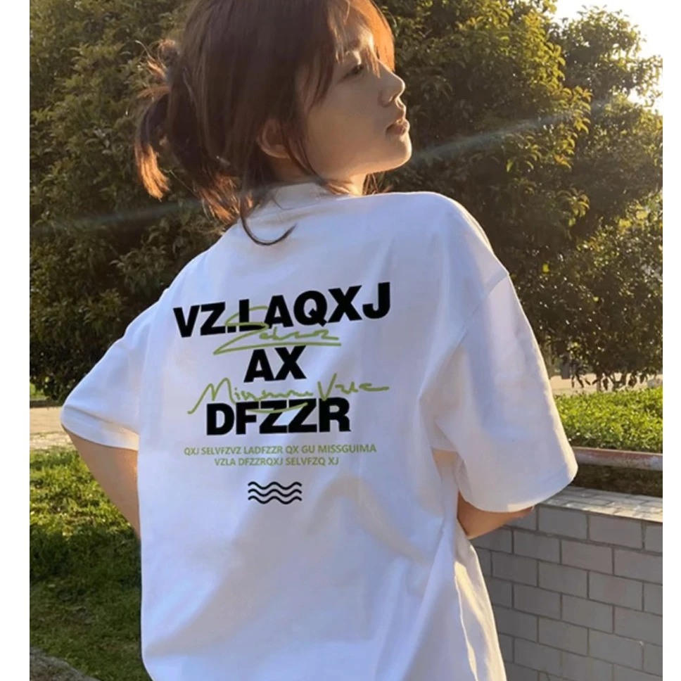 美式高街白色正肩短袖t恤女2024夏季新款宽松oversize纯棉上衣潮