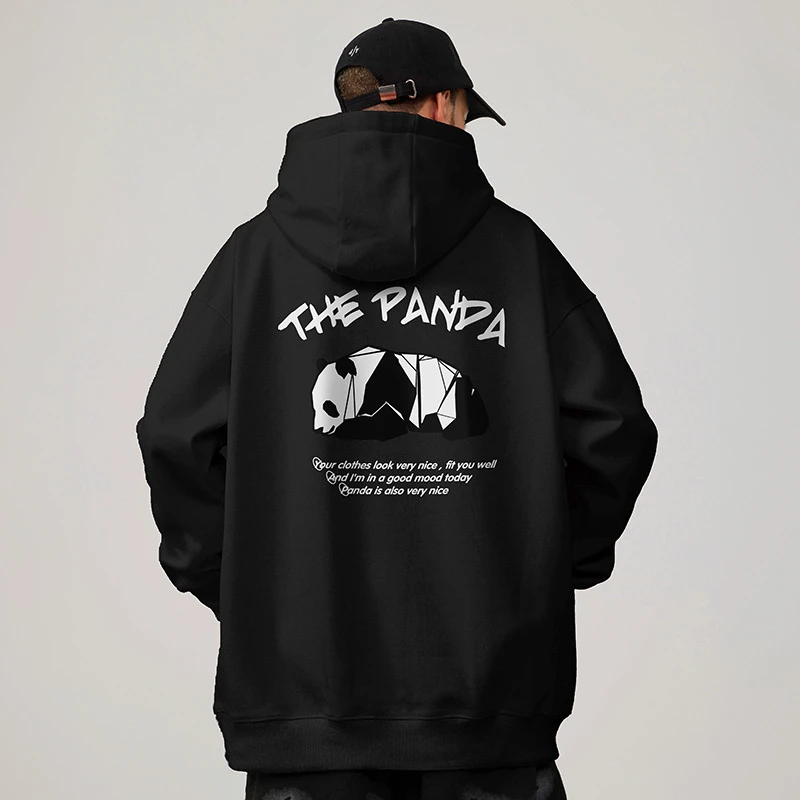 300斤大码男装卫衣熊猫胖子连帽加肥加大码加绒秋装冬季带帽外套