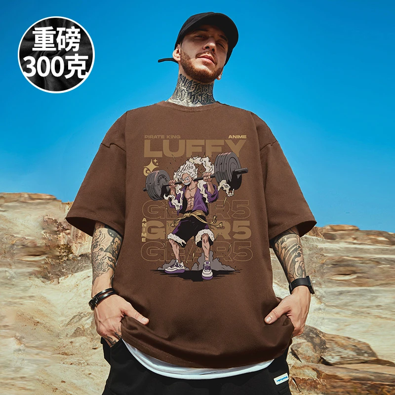 重磅日系潮牌胖子男装大码宽松卡通青少年短袖T恤加肥加大半袖男