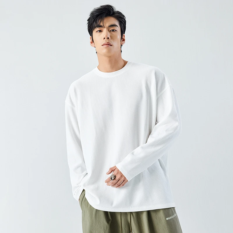 肌肉狗 潮牌华夫格长袖t恤男秋冬运动健身训练上衣