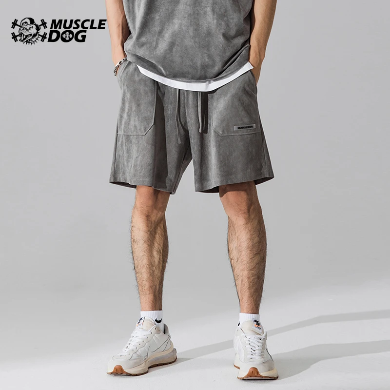 肌肉狗潮牌美式运动短裤男夏季麂皮质感宽松休闲透气训练健身短裤