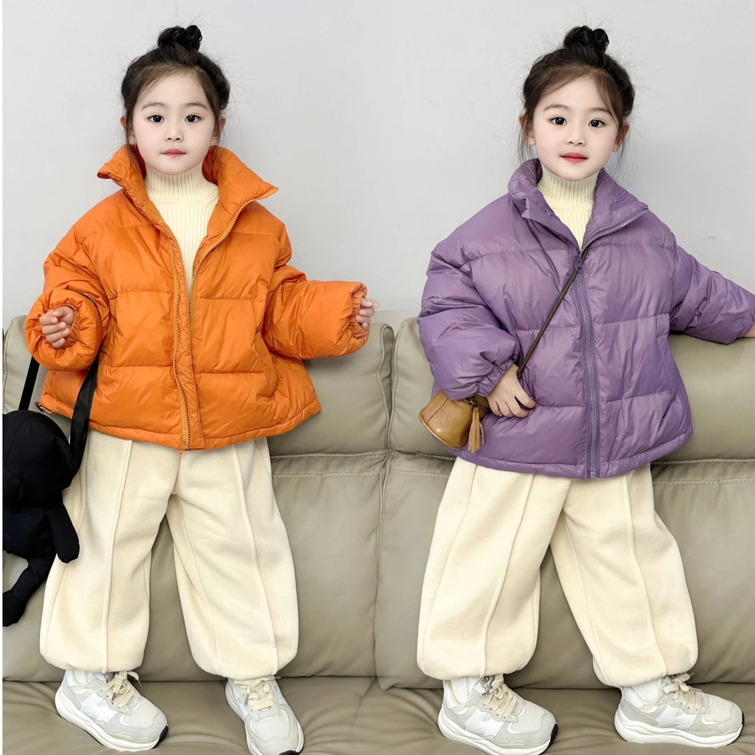 童装2024冬季新款韩版双色经典羽绒服新国标90白鸭绒外套