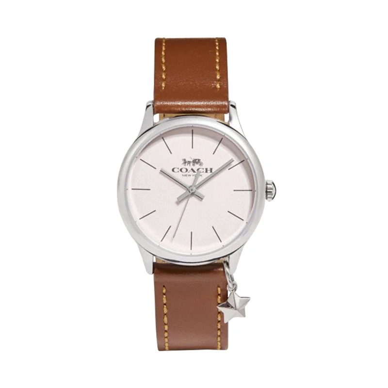 COACH/蔻驰棕色表带银色表盘石英手表 W1549SAD 香港直发