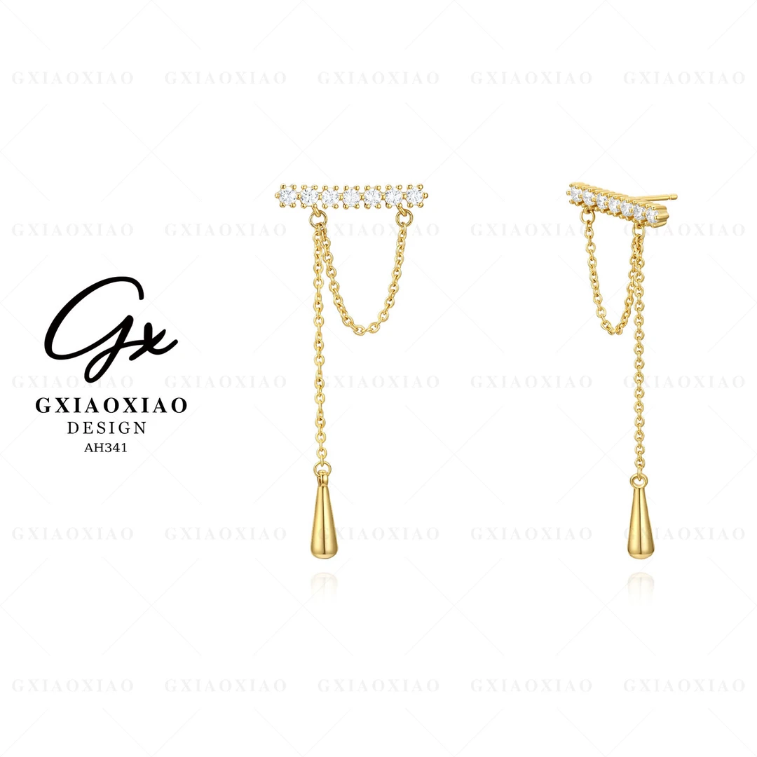 G XIAOXIAO 镀K金 小众设计感精致百搭流苏耳环 AH341