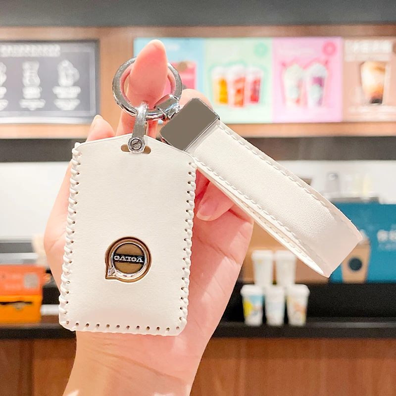 适用于2022新款沃尔沃XC60/XC40/S90 车用钥匙套牛皮汽车钥匙扣女