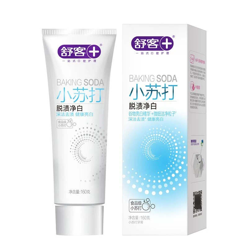 舒客+ 脱渍净白小苏打牙膏 160g/支