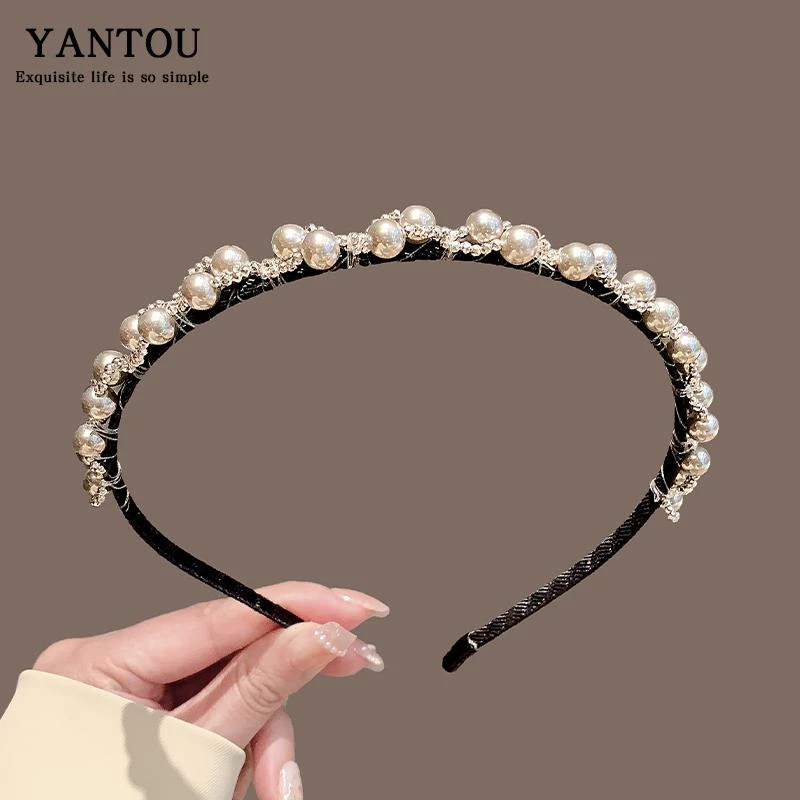 宝珠细边发箍法式赫本风公主风轻奢高级感网红头箍发饰头饰发卡女