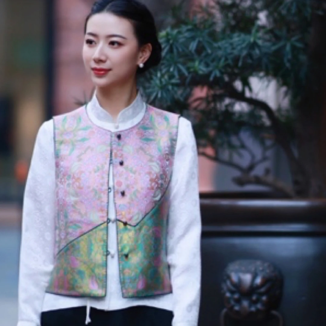 古玺【彩铃宝相花系列】钱老师非遗宋锦中式马甲