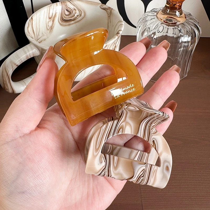 【美拉德拿铁】金标醋酸发夹后脑勺抓夹法式复古高品质头饰中号夹