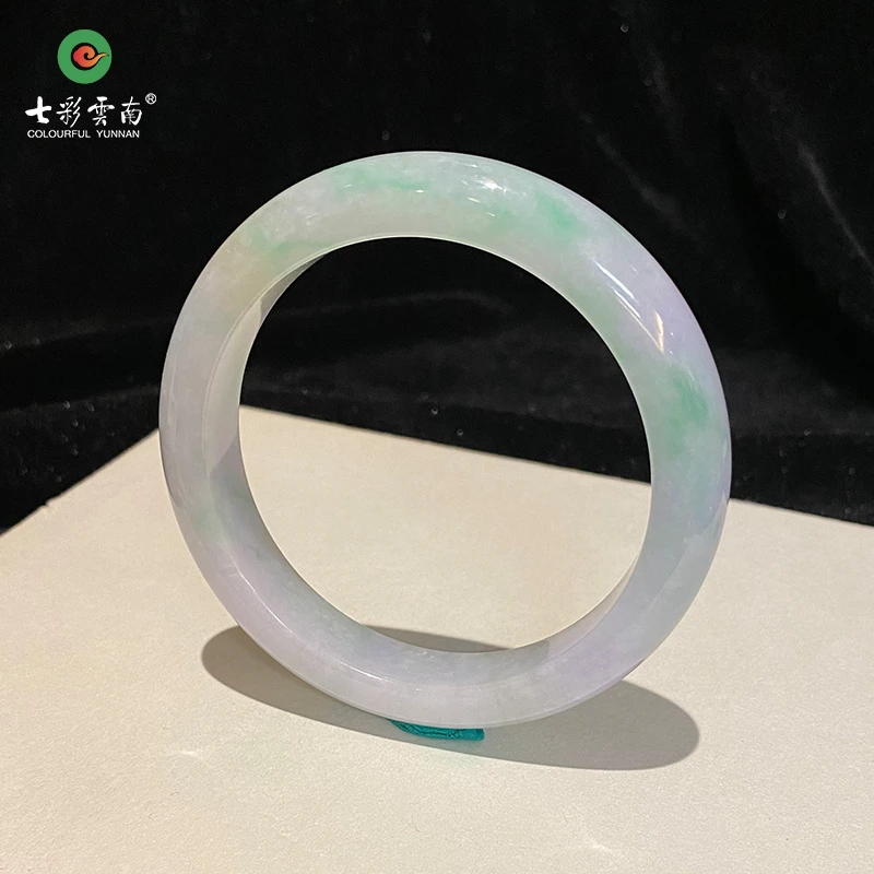 Colourful Yunnan/七彩云南糯冰种福禄寿翡翠手镯女款精美平安镯