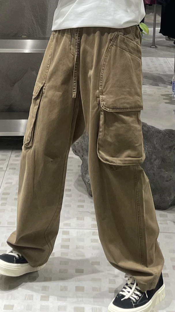 休闲裤美式高街直筒宽松水洗港风百搭潮流纯色秋季复古日系抽绳