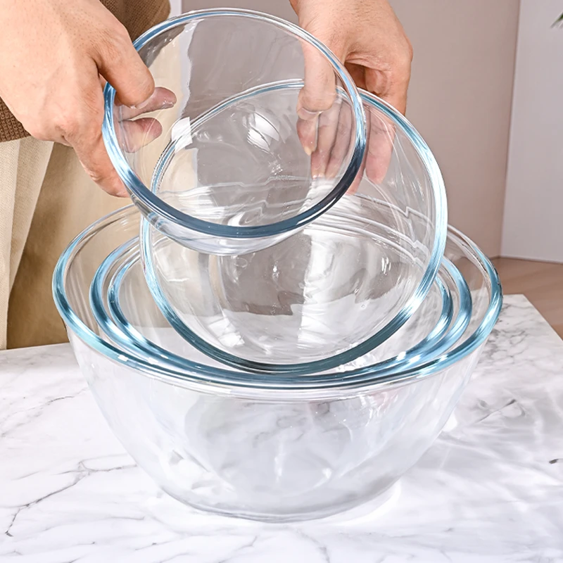 透明玻璃碗微波炉专用耐高温热家用沙拉碗大号发面烘焙打蛋和面盆