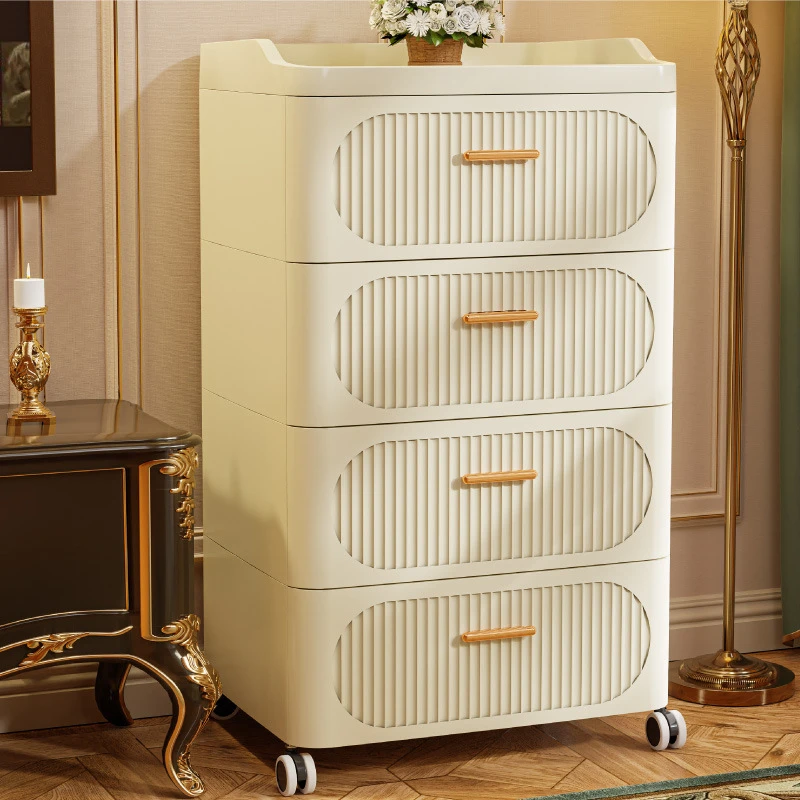 抽屉式收纳柜家用客厅置物柜玩具零食收纳储物柜卧室床头柜夹缝柜