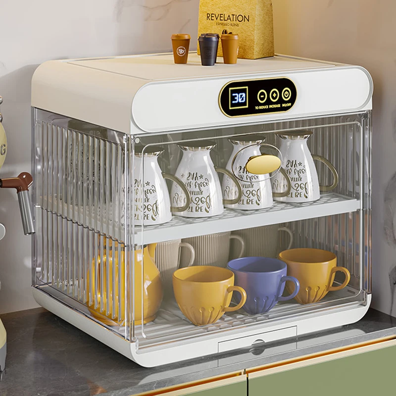 桌面消毒沥水箱防尘水杯咖啡玻璃杯置物架子茶杯架多层储物收纳盒