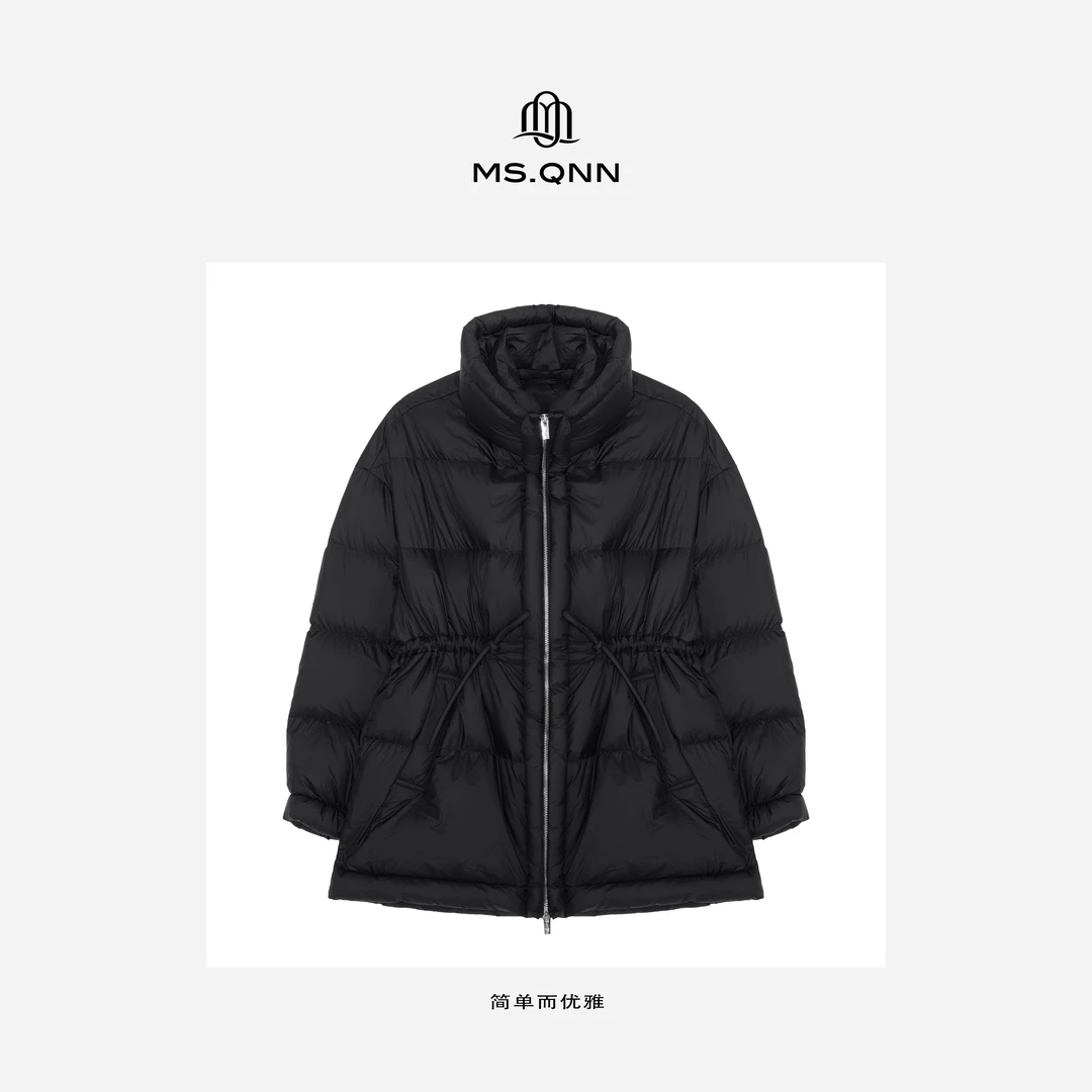 Ms.Qnn“北极看雪”白鹅绒时尚百搭收腰保暖女士简约羽绒服 35C135