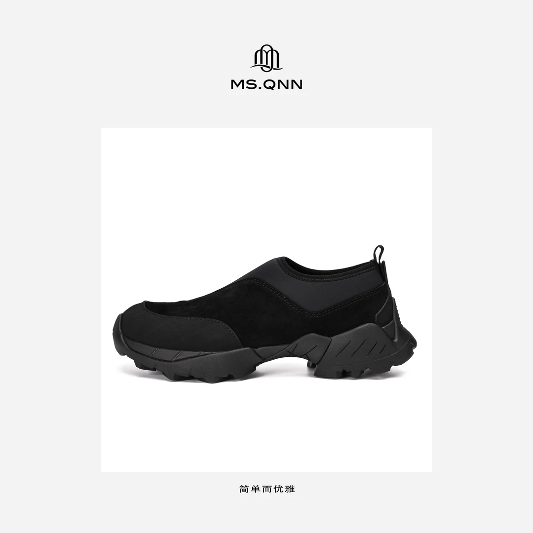 Ms.Qnn “山地鞋”舒适时尚系带黑色低帮百搭休闲鞋 35X520 Q姐心选