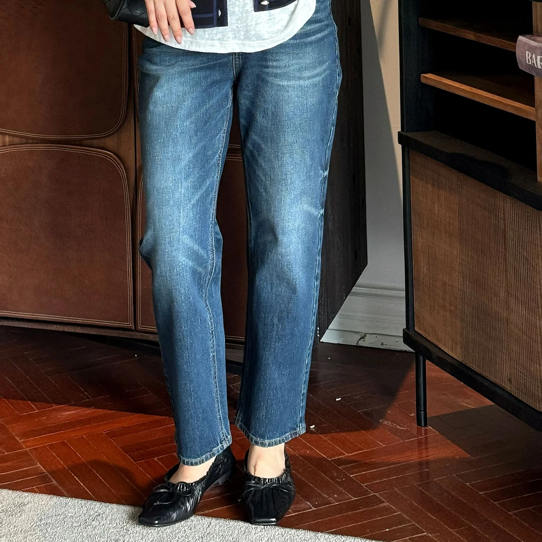 Ms.Qnn“闪电牛仔”新款进口土耳其棉 休闲通勤牛仔裤 37P271 Q姐