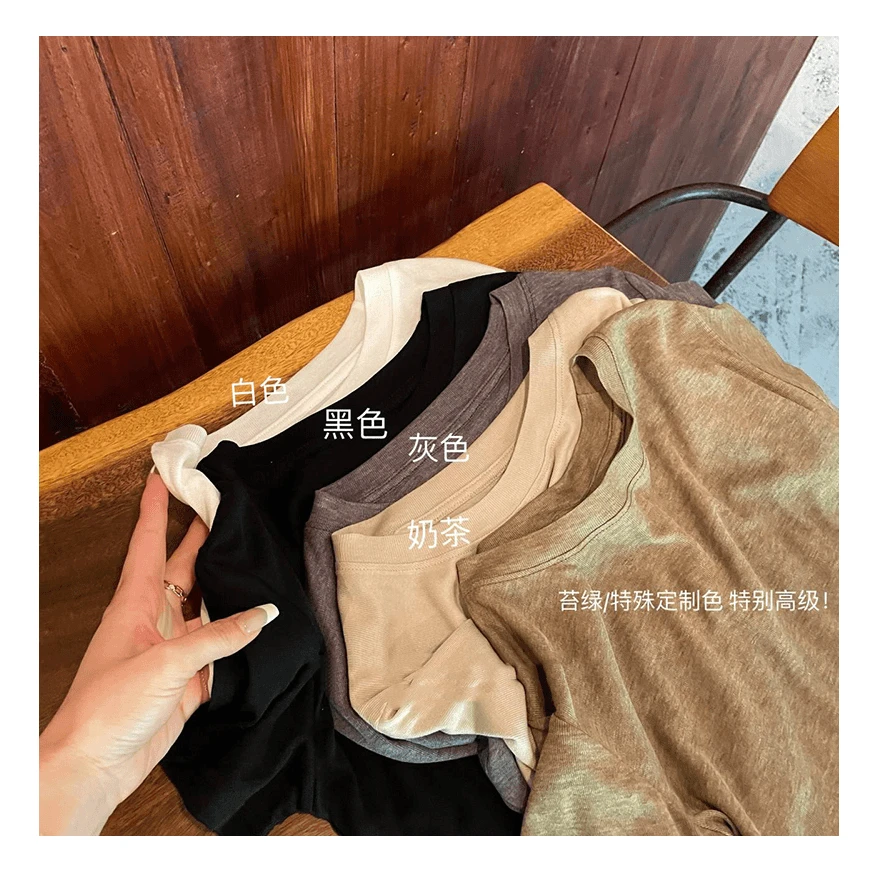 【莱赛尔+绵羊毛】“掐腰t”极简T恤透气纯色圆领短袖T恤休闲夏季