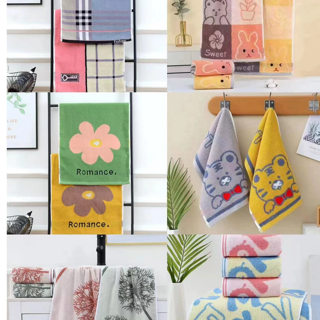 （两大两小）纯棉洗脸巾柔软亲肤不易掉毛毛巾家用透气洗澡擦脸加厚