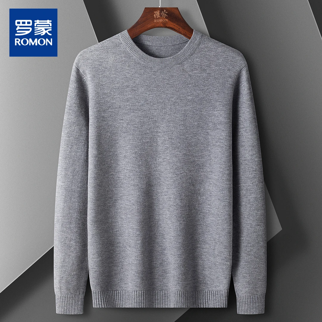 罗蒙秋冬纯色保暖针织衫男士毛衣秋冬打底衫185XCY068