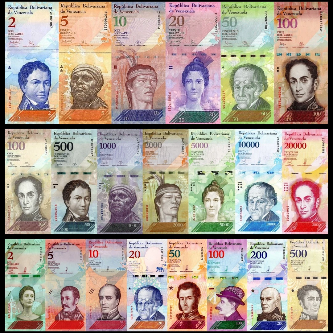 委内瑞拉21张大全套2-20000玻利瓦尔纸币美洲外国人物动物钱币新