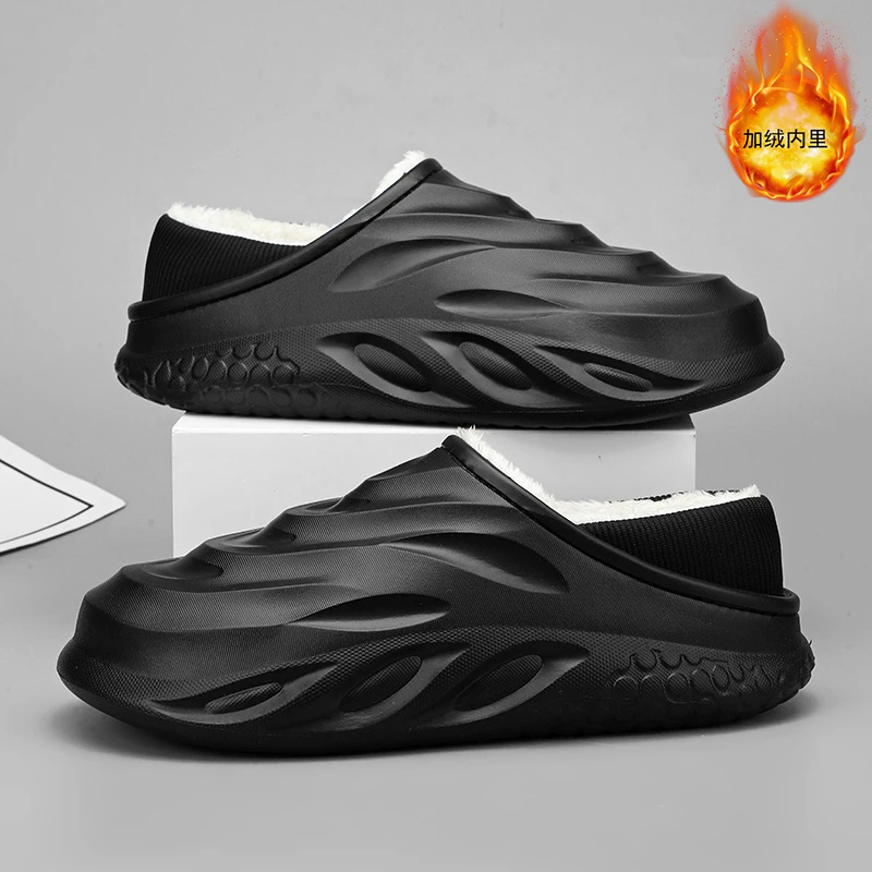 棉拖鞋男士冬季2023新款室内家居厚底情侣包跟棉鞋防水外穿拖鞋冬