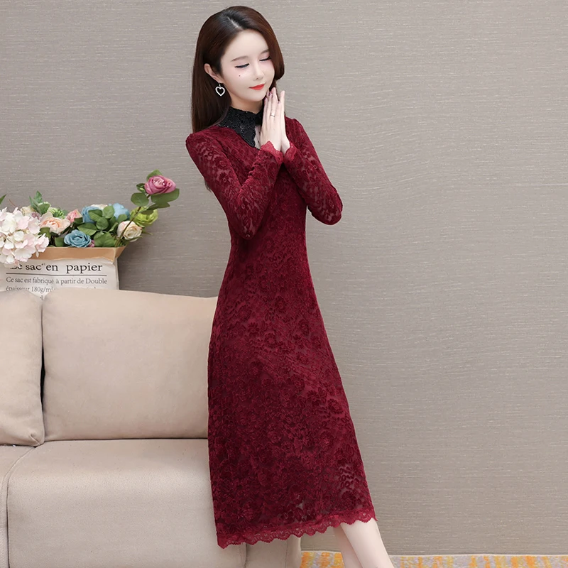 春秋新款收腰修身显瘦喜婆婆贵气中长款典雅妈妈装连衣裙时尚优雅