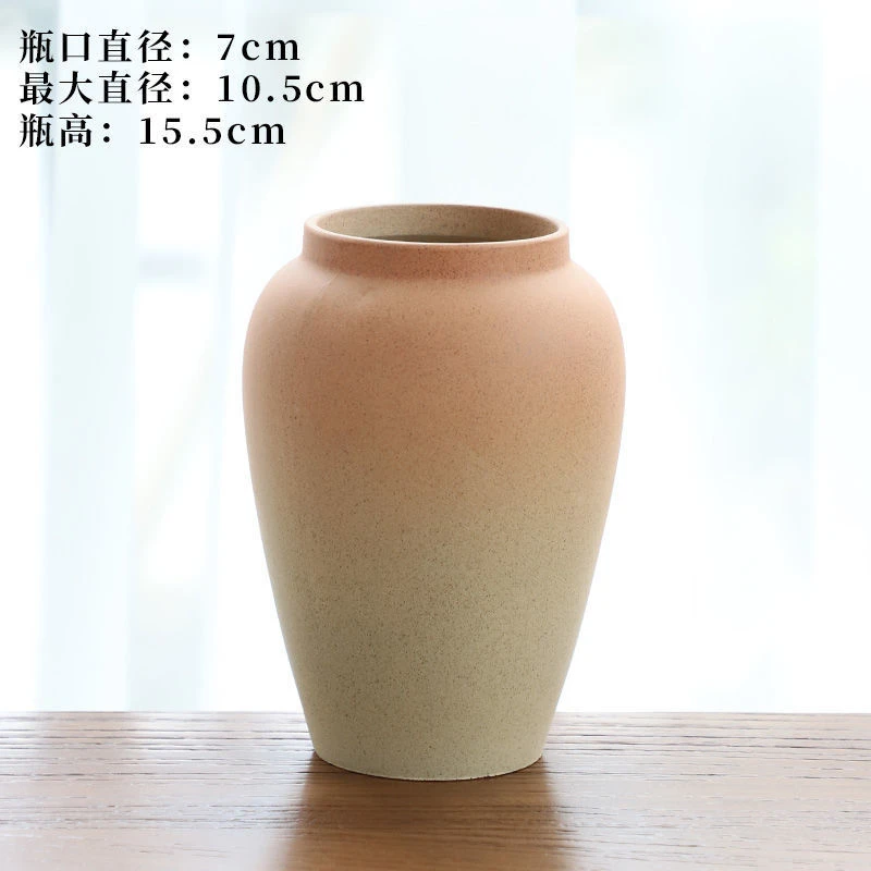 高档轻奢花瓶大口径花器素烧陶瓷水培花瓶摆件陶罐大号玻璃花瓶