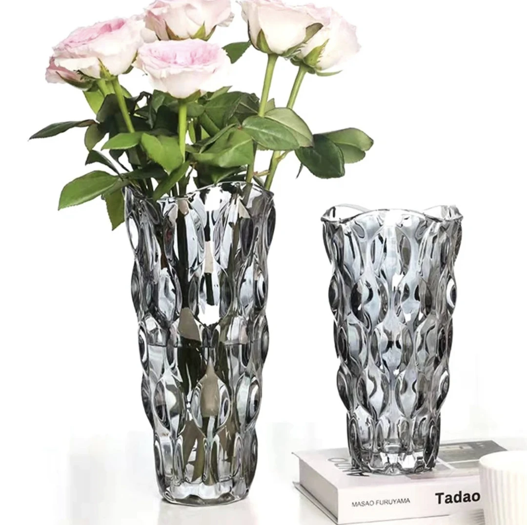 欧式加厚水晶玻璃花瓶波西米亚花瓶摆件高档客厅餐桌装饰玻璃水养