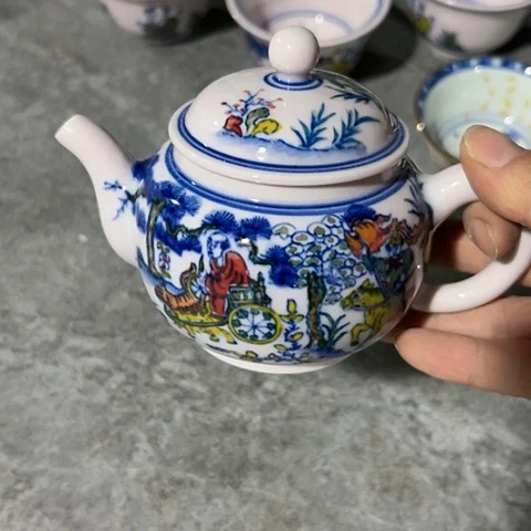 碗泉***响手绘鬼谷子下山茶壶