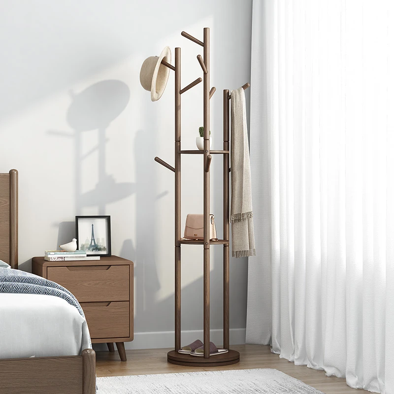 木屋记实木衣帽架家用卧室落地衣架立式简易衣服架子置物架网红