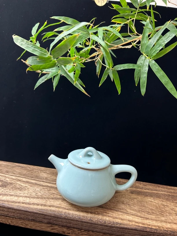 缘润·原矿天青釉全手工石瓢壶240ml青瓷陶瓷茶具