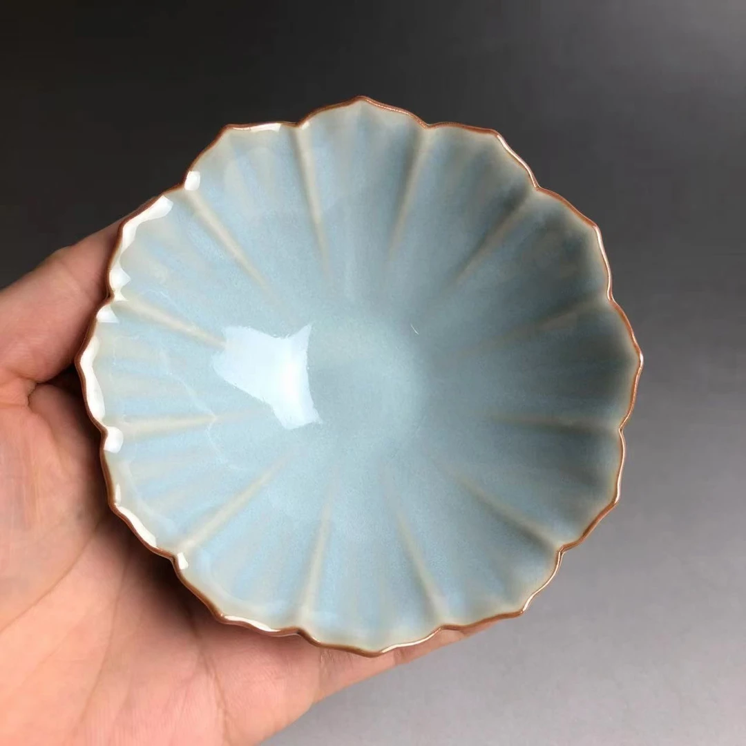 缘润·原矿汝瓷天青釉花口斗笠杯茶具