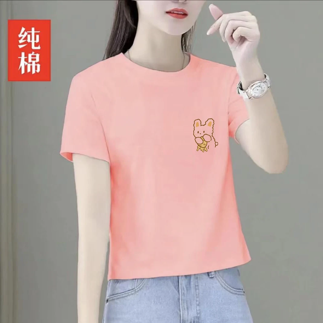 纯棉短袖t恤女夏季2025新款设计感正肩短款高腰显瘦ins小个子上衣