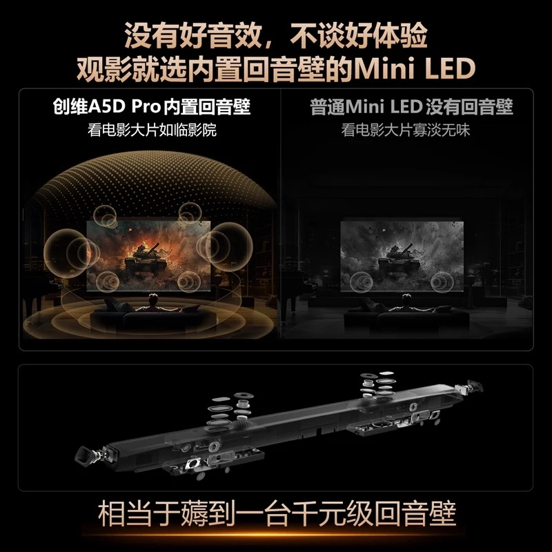 【立减20%】创维75英寸a5dpro内置回音壁MiniLED电视机显眼包免息