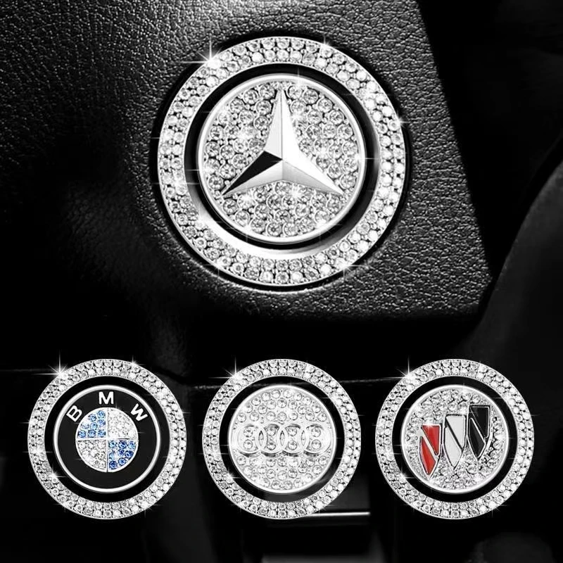 汽车改装点火开关一键启动装饰贴按键保护盖镶钻圈改装按钮通用款