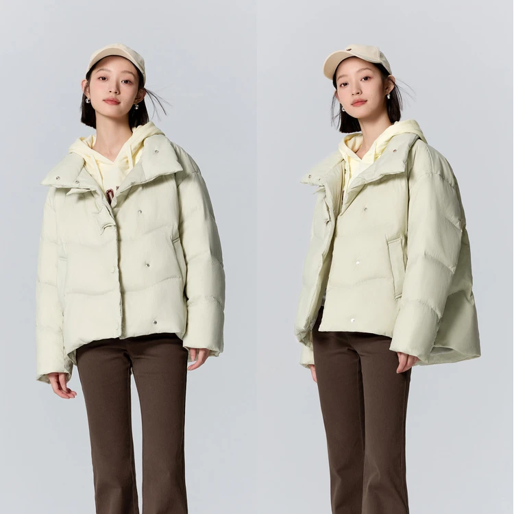 森马羽绒服女设计感条纹肌理热力感冬季新款立领宽松百搭保暖外套