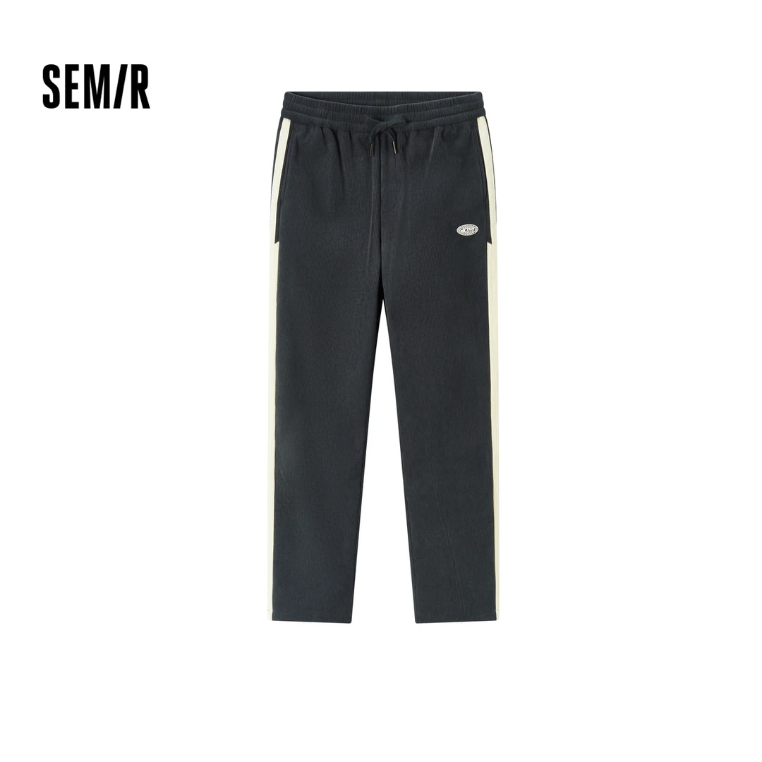 森马休闲裤男冬季日常休闲运动慢跑长裤宽松舒适抓绒时尚直筒