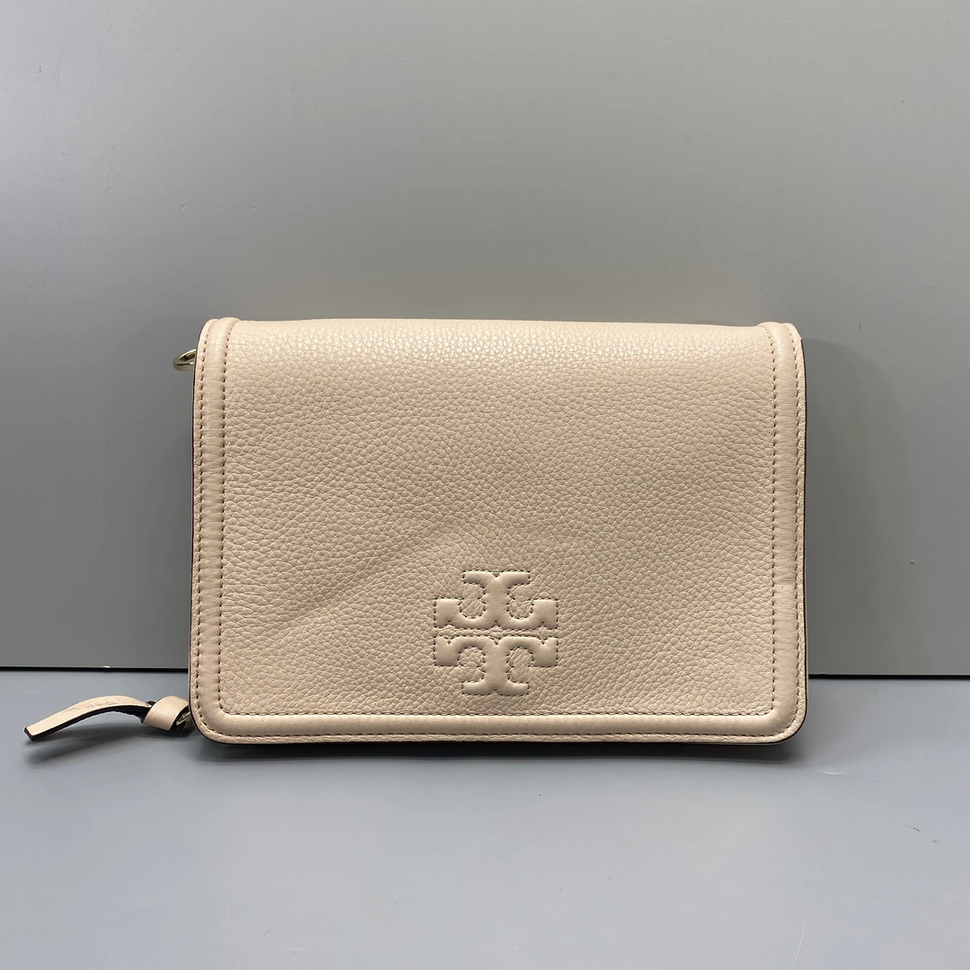 95新 TORY BURCH/汤丽柏琦 粉色翻盖链条包19*14*3cmD092403