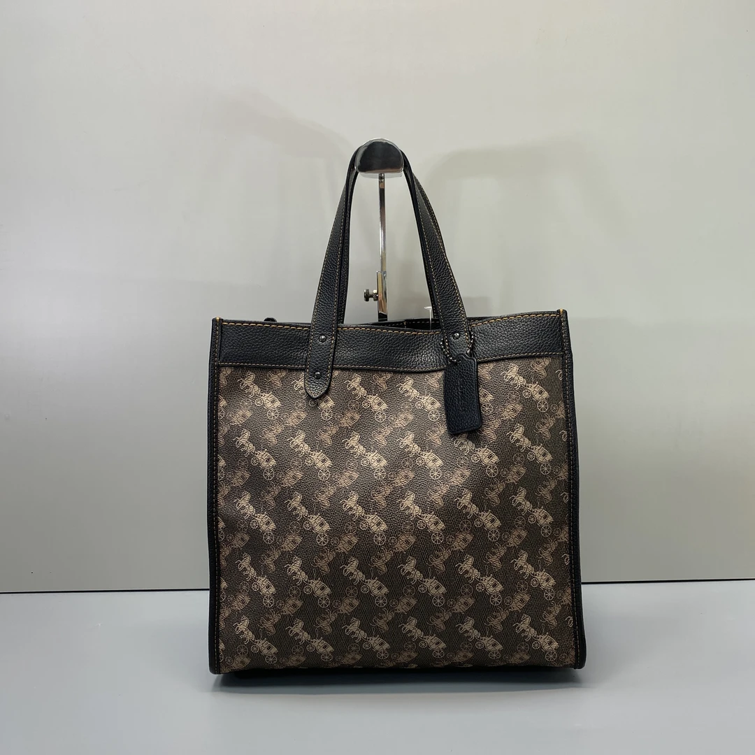 95新 COACH/蔻驰 Field30 黑色马拉车子母托特包30x30x15D093011