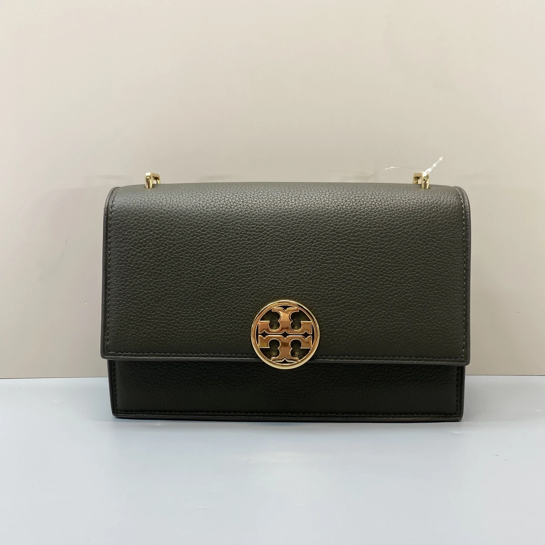 99新 TORY BURCH/汤丽柏琦 miller墨绿色单肩斜挎包 24*16*8cm